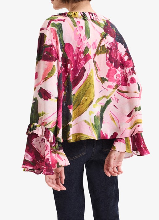 Phase Eight Andi blouse met bloemenprint - achterkant 7 roze