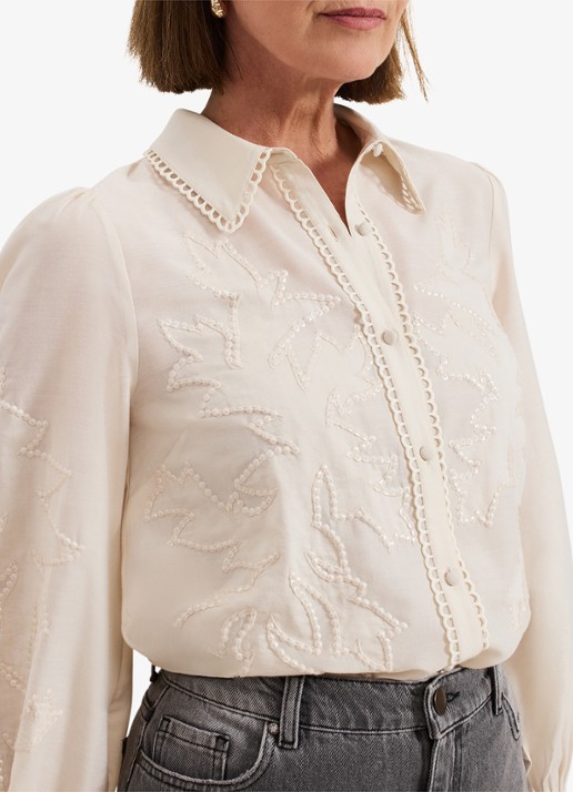 Phase Eight Aneira blouse met pailletten  - detail 5 gebroken wit