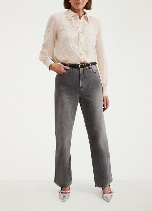 Phase Eight Aneira blouse met pailletten  - voorkant 3 gebroken wit