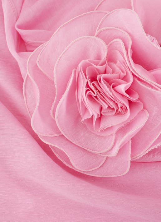 Phase Eight Angelina top in linnenblend met asymmetrische hals - detail 6 roze