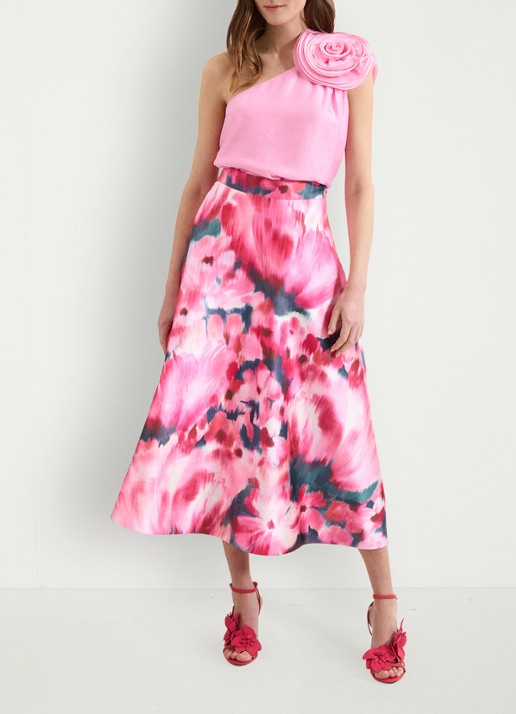 Phase Eight Angelina top in linnenblend met asymmetrische hals - voorkant 2 roze