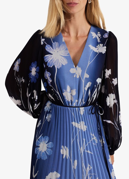 Phase Eight Annie maxi jurk met bloemenprint - detail 3 donkerblauw