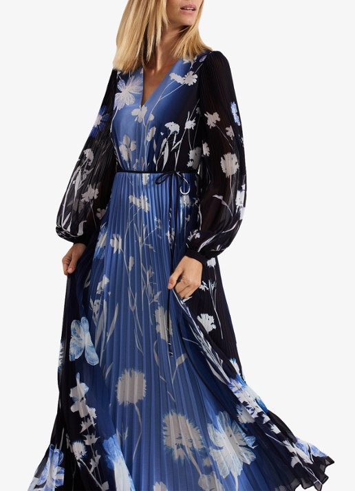 Phase Eight Annie maxi jurk met bloemenprint - detail 4 donkerblauw