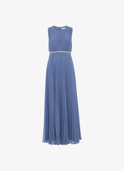 Phase Eight Anora midi jurk met plooien - voorkant 7 blauw