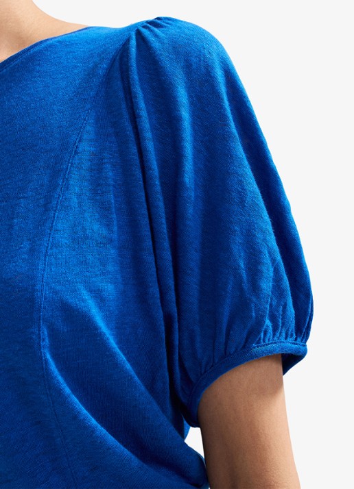 Phase Eight Arabel fijngebreide top van linnen - detail 6 blauw