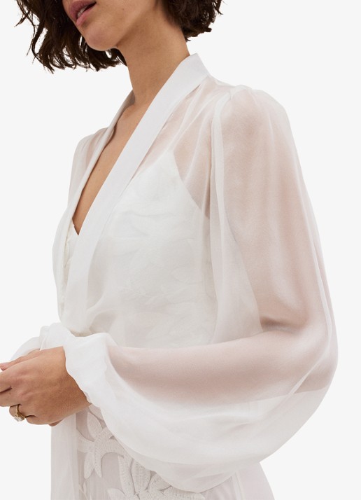 Phase Eight Arabella semi-transparant bolero van zijde - detail 4 gebroken wit