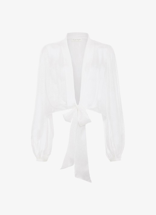 Phase Eight Arabella semi-transparant bolero van zijde - voorkant 7 gebroken wit