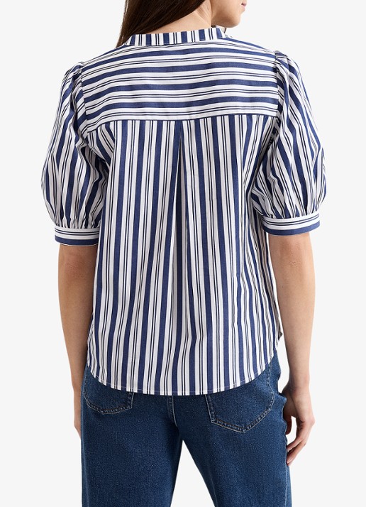 Phase Eight Ariana blouse met streepprint en pofmouw - achterkant donkerblauw