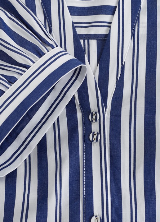 Phase Eight Ariana blouse met streepprint en pofmouw - detail 8 donkerblauw