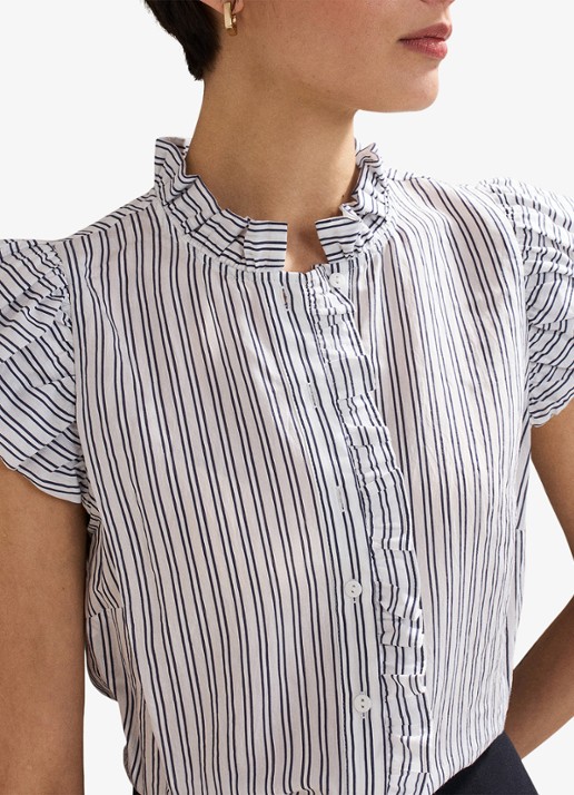 Phase Eight Ariana top met streepprint - detail 6 donkerblauw