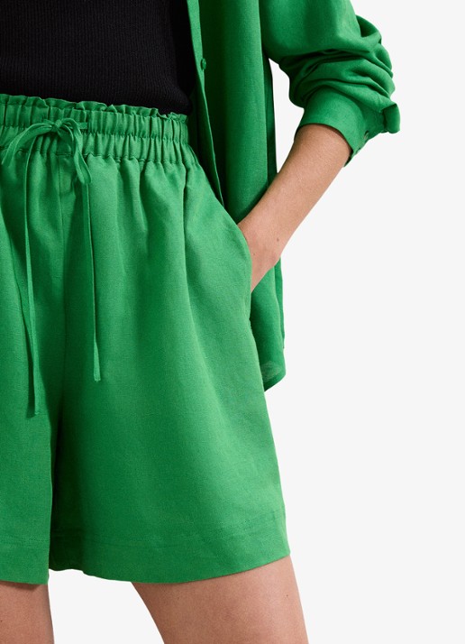 Phase Eight Arnie loose fit korte broek in linnenblend  - detail 3 groen
