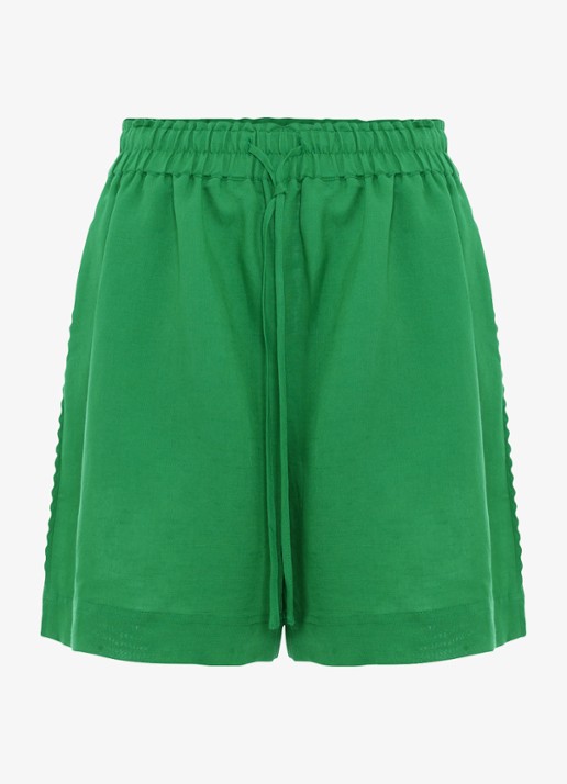 Phase Eight Arnie loose fit korte broek in linnenblend  - voorkant 6 groen