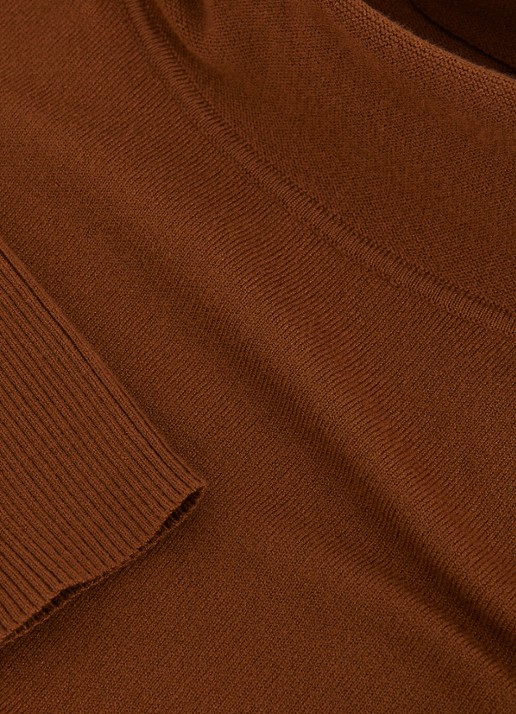 Phase Eight Athena fijngebreide trui met col en franjes  - detail 5 bruin