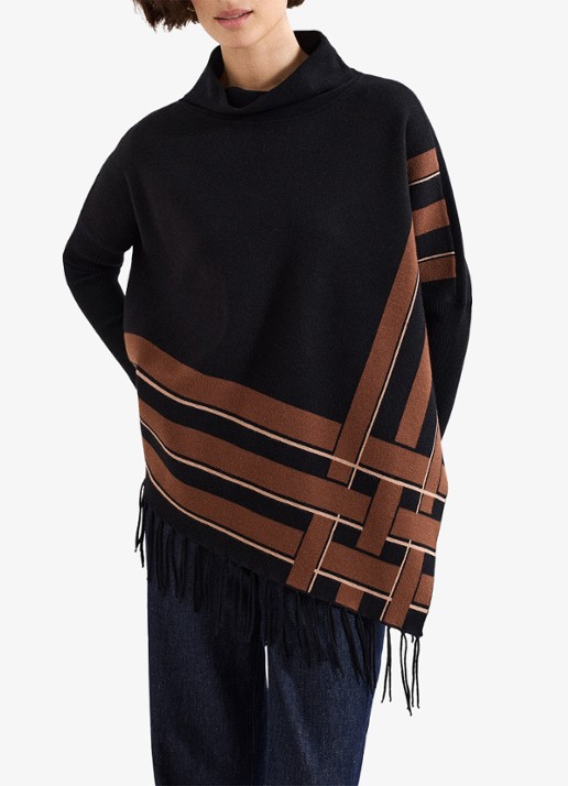 Phase Eight Athena poncho met franjes