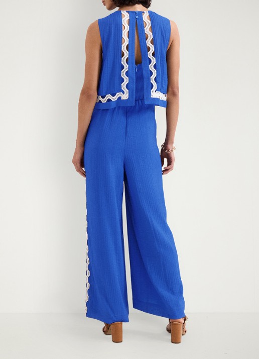 Phase Eight Aubrey wide fit jumpsuit met borduring - achterkant blauw