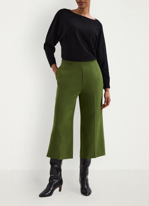 Phase Eight Aubrielle high waist loose fit culotte met steekzakken - voorkant 2 groen