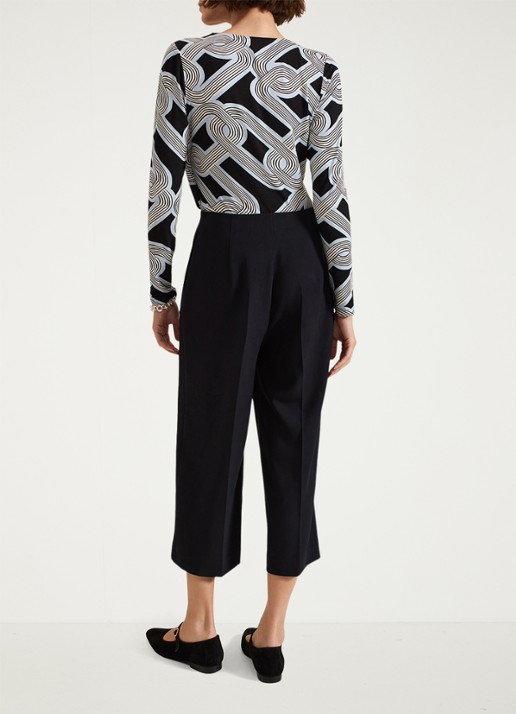 Phase Eight Aubrielle high waist wide fit culotte met steekzakken - achterkant 7 zwart