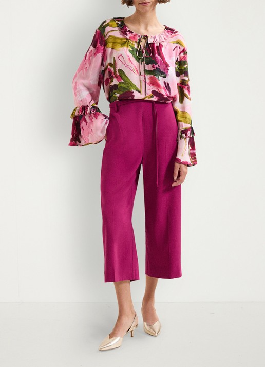 Phase Eight Aubrietta high waist loose fit culotte met strikceintuur - voorkant 6 donkerroze