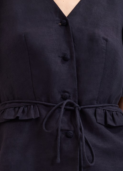 Phase Eight Audrey blouse in linnenblend - detail 3 donkerblauw