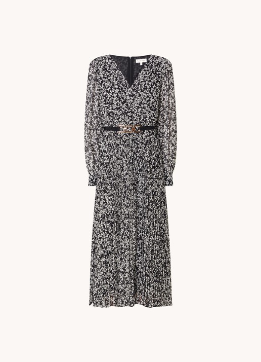 Phase Eight Ayana midi tuniekjurk met bloemenprint en ceintuur  - voorkant zwart
