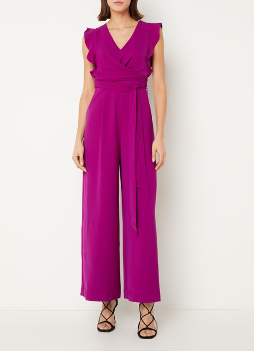 Phase Eight Ayla wide fit jumpsuit met strikceintuur - detail 2 paars