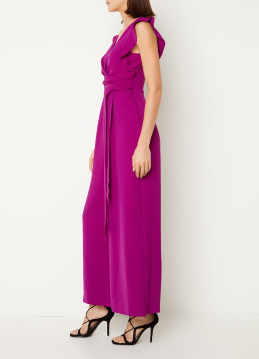 Phase Eight Ayla wide fit jumpsuit met strikceintuur - voorkant 4 paars