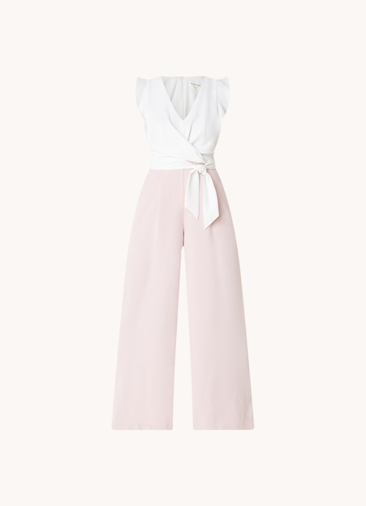 Phase Eight Ayla wide fit jumpsuit met strikceintuur - voorkant wit