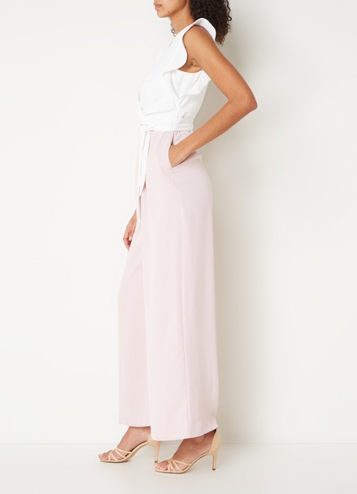 Phase Eight Ayla wide fit jumpsuit met strikceintuur - voorkant 2 wit