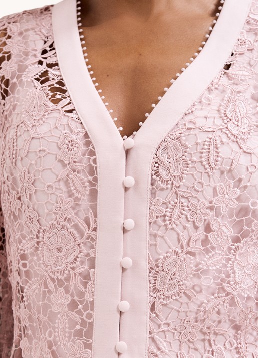 Phase Eight Ayumi Pink midi jurk met vest van broderie - detail 4 oudroze