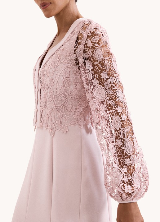 Phase Eight Ayumi Pink midi jurk met vest van broderie - detail 6 oudroze