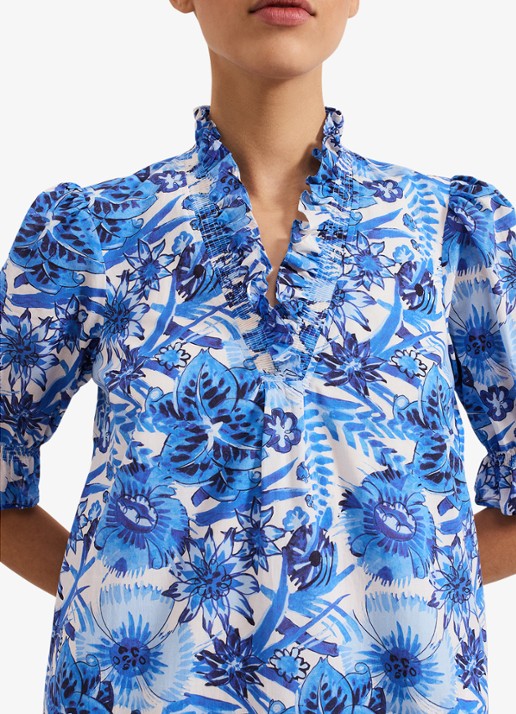 Phase Eight Azelia mini tuniekjurk met bloemenprint - detail 3 blauw