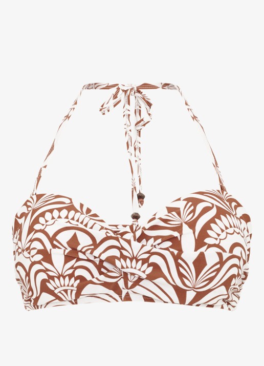 Phase Eight Bandeau bikinitop met afneembare bandjes en print - voorkant 6 bruin