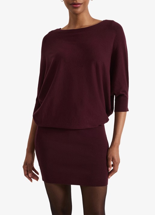 Phase Eight Becca mini fijngebreide jurk met vleermuismouw