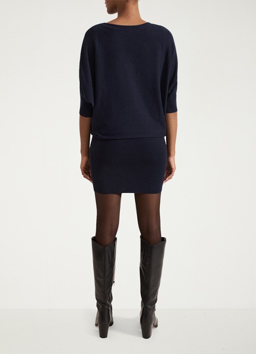 Phase Eight Becca mini jurk met vleermuismouwen  - achterkant 9 donkerblauw