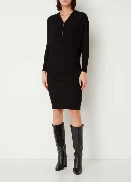 Phase Eight Becca Zip Neck Dress Black 08