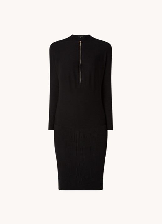 Phase Eight Becca Zip Neck Dress Black 08 - voorkant 3 zwart
