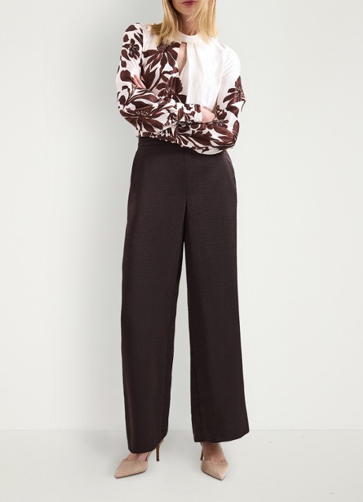 Phase Eight Beccy wide fit pantalon met steekzakken - voorkant 3 bruin