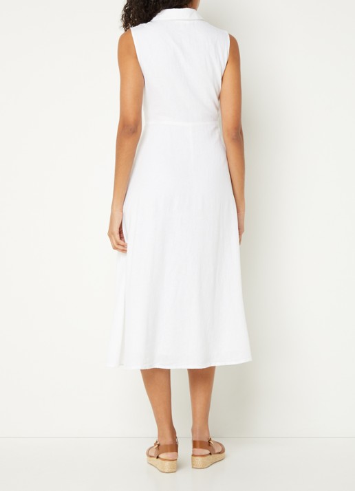 Phase Eight Becky midi jurk in linnenblend met strikdetail - achterkant wit