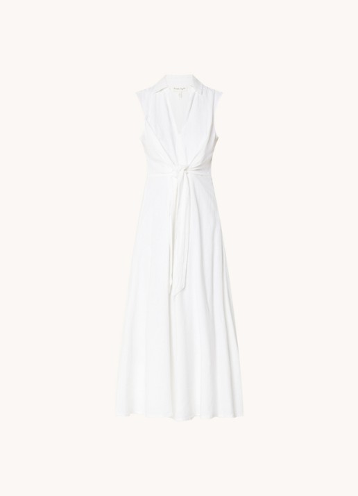 Phase Eight Becky midi jurk in linnenblend met strikdetail - voorkant 2 wit