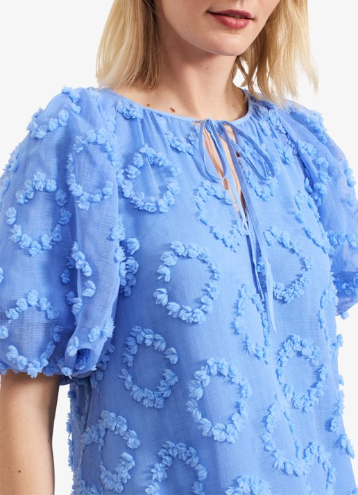 Phase Eight Bella midi jurk met strikkraag en structuur - detail 3 donkerblauw