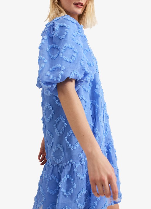 Phase Eight Bella midi jurk met strikkraag en structuur - detail 5 donkerblauw