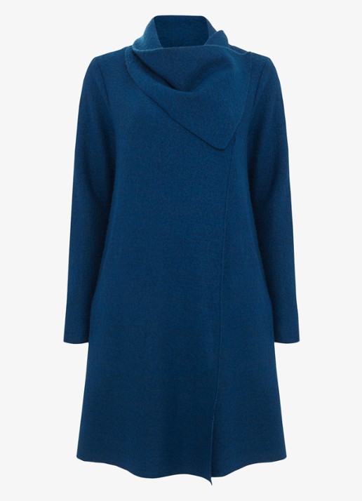 Phase Eight Bellona manteljas met sjaalkraag - voorkant 7 donkerblauw