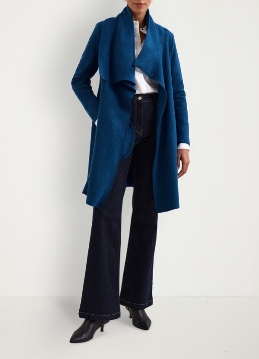 Phase Eight Bellona manteljas met sjaalkraag - voorkant 8 donkerblauw