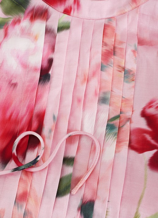 Phase Eight Bethany midi jurk in linnenblend met bloemenprint - detail 3 roze