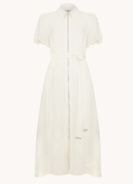 Phase Eight Betsie midi blousejurk met strikceintuur - voorkant wit