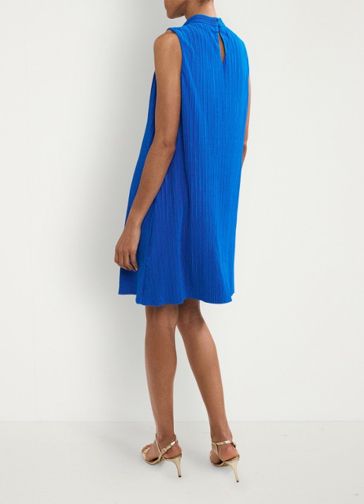 Phase Eight Betsie mini jurk met plissé - achterkant 7 donkerblauw