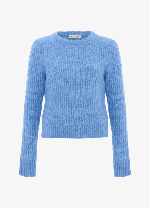 Phase Eight Billie grofgebreide trui in wolblend - voorkant donkerblauw