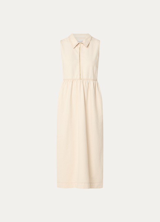 Phase Eight Blakely midi denim jurk met kraag - voorkant 2 gebroken wit