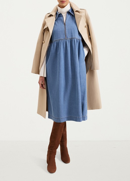 Phase Eight Blakely midi denim jurk met kraag - detail 8 indigo
