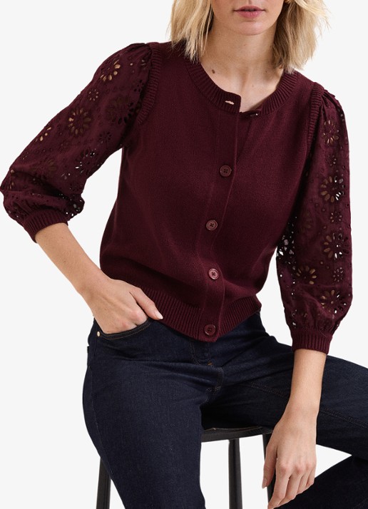 Phase Eight Blythe fijngebreid vest met broderie